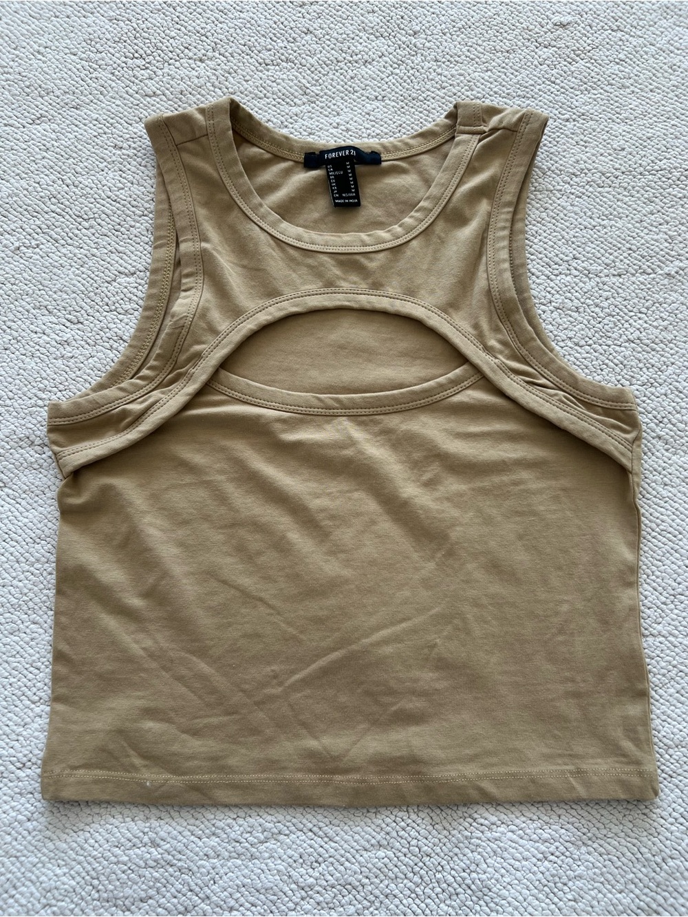 Forever 21 Tan Cutout Crop Tank Size: Medium